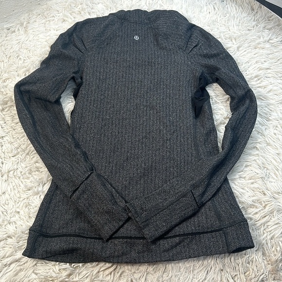 Lululemon Think Fast Long Sleeve Heathered Herringbone Heathered Black Black - Picture 4 of 5